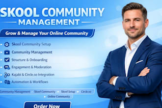 setup skool community, online course, membership and kajabi community