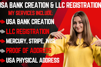 do USA bank creation, mercury, wise, stripe bank creation, USA proof of address