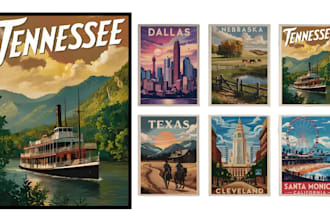 design vintage travel poster, retro flyers, retro poster, minimalist poster art