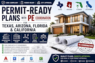 design permit ready plans with pe coordination for texas, arizona and florida