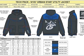 create clothing tech pack garment tech pack fashion tech pack for production