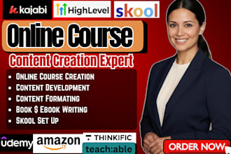 create online course development thinkific and  kajabi marketing