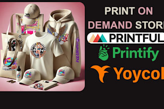 build shopify print on demand store printful, printify, t shirt design