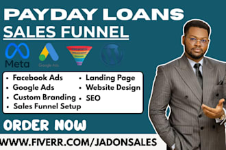 setup business funding, merchant cash advance, payday loans sales funnel
