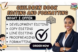 professionally edit, and proofread childrens storybooks and kids book formatting