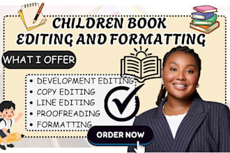 professionally edit, and proofread childrens storybooks and kids book formatting