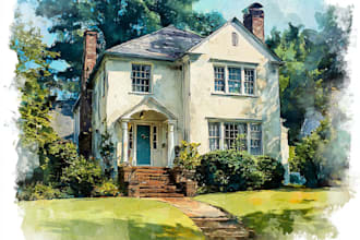 do an watercolor house portrait