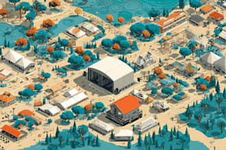 create a vector map illustration for events, festivals, and venues