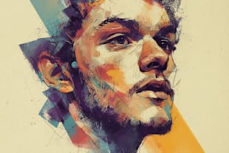 illustrate people portraits in an expressive abstract style