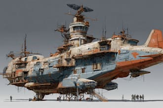 draw custom spaceship sci fi steampunk nft