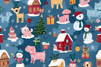 create cute christmas pattern and illustration
