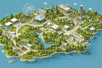 design a custom map, city illustration, and vector site plan