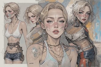 create scifi or cyberpunk character concept art
