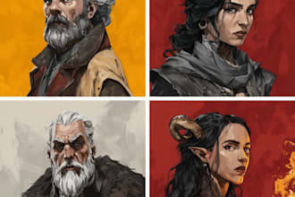 make a fantasy or dnd party illustration