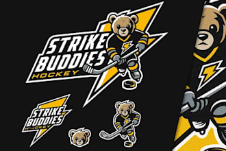 design high quality ice hockey mascot logo with t shirt design