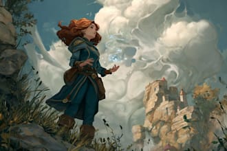 paint a character illustration in a fantasy world