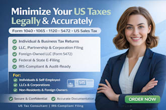 help reduce your US taxes with accurate 1040, 1065, 1120 and 5472 filings