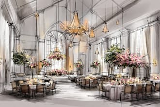 draw event sketch, wedding venue illustration, wedding flower decor