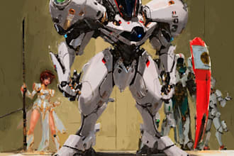 draw your mecha robot fanart or original in digital artwork