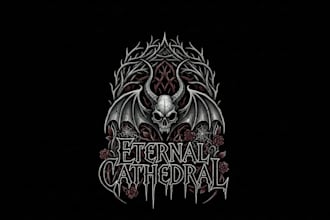 design a dark and powerful gothic metal band logo