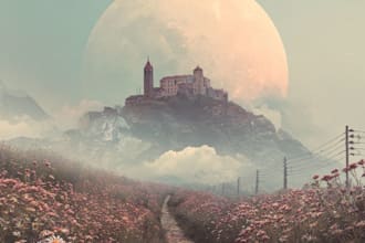 do a dreamy surreal or fantasy music cover album cover