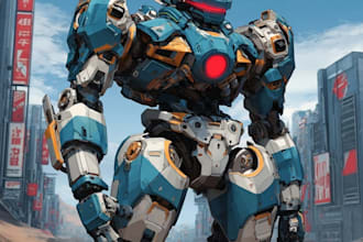 draw your mecha robot fanart or original in digital artwork