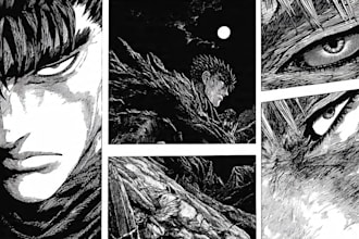 draw manga page custom dark berserk style art