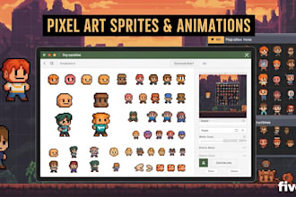 create pixel art sprites pixel art retro pixel art  and animations for 2d games