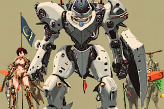 create your mecha robot fanart or original in digital artwork