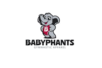 create simple baby elephant gymnastics apparel logo