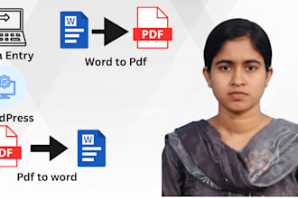 create PDF to word, data entry, canva, wordpress