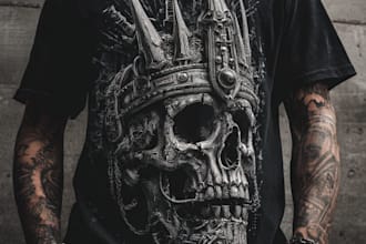 draw dark art illustration for metal t shirt merchadise
