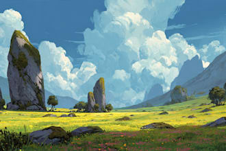 paint professional landscape concept art in painterly style