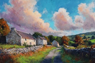 paint landscape in real oil painting