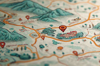 draw a custom map illustration, destination wedding map