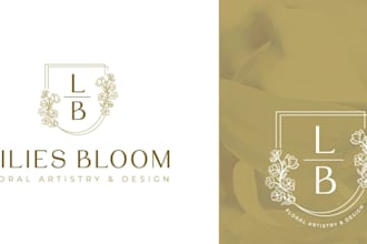 design watercolor floral botanical minimalist, feminine line logo for your brand