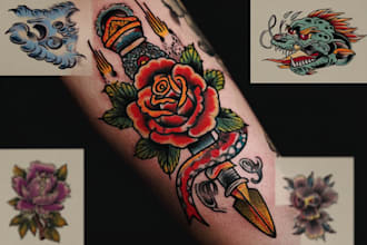 draw traditional or neo traditional tattoo style design