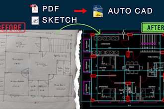 convert PDF, sketch, blueprint to autocad dwg
