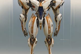 design robots and concept art of futuristic mecha
