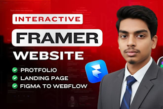 interactive framer portfolio website or saas landing page with animations