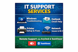 fix windows, outlook and printer issues remotely