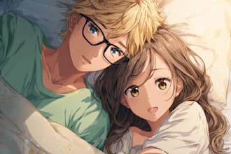 custom couple portrait one piece anime style