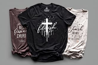 do an custom typography christian t shirt and graphic tshirt