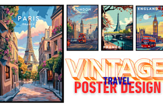 create retro travel poster, vintage poster ,retro flyers, minimalist poster art