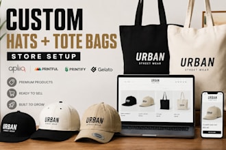 set up custom hat and tote bag store with apliiq