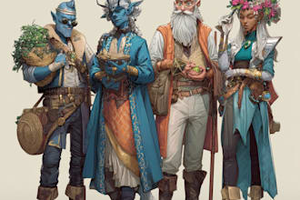 design character fantasy illustration for dnd party