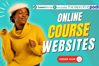 setup custom learnworlds, podia, thinkific, and teachable online course website