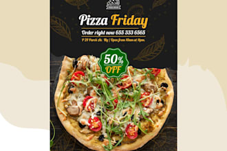 creative pizza poster design for restaurants and cafes