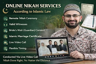 perform nikah online with proper islamic protocols, witnesses, wali certificate