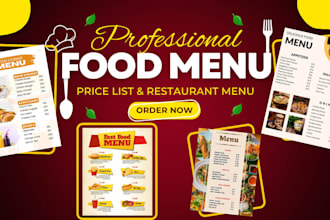 design professional food and restaurant menu price list salon, bar, food flyer